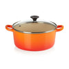 Le Creuset rund gryderet med glaslåg 22 cm, vulkansk