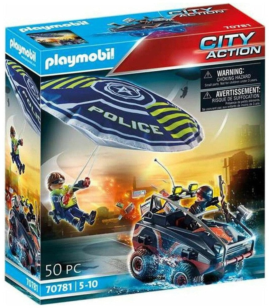 Playset Playmobil City Action Police Parachute with Amphibious Vehicle