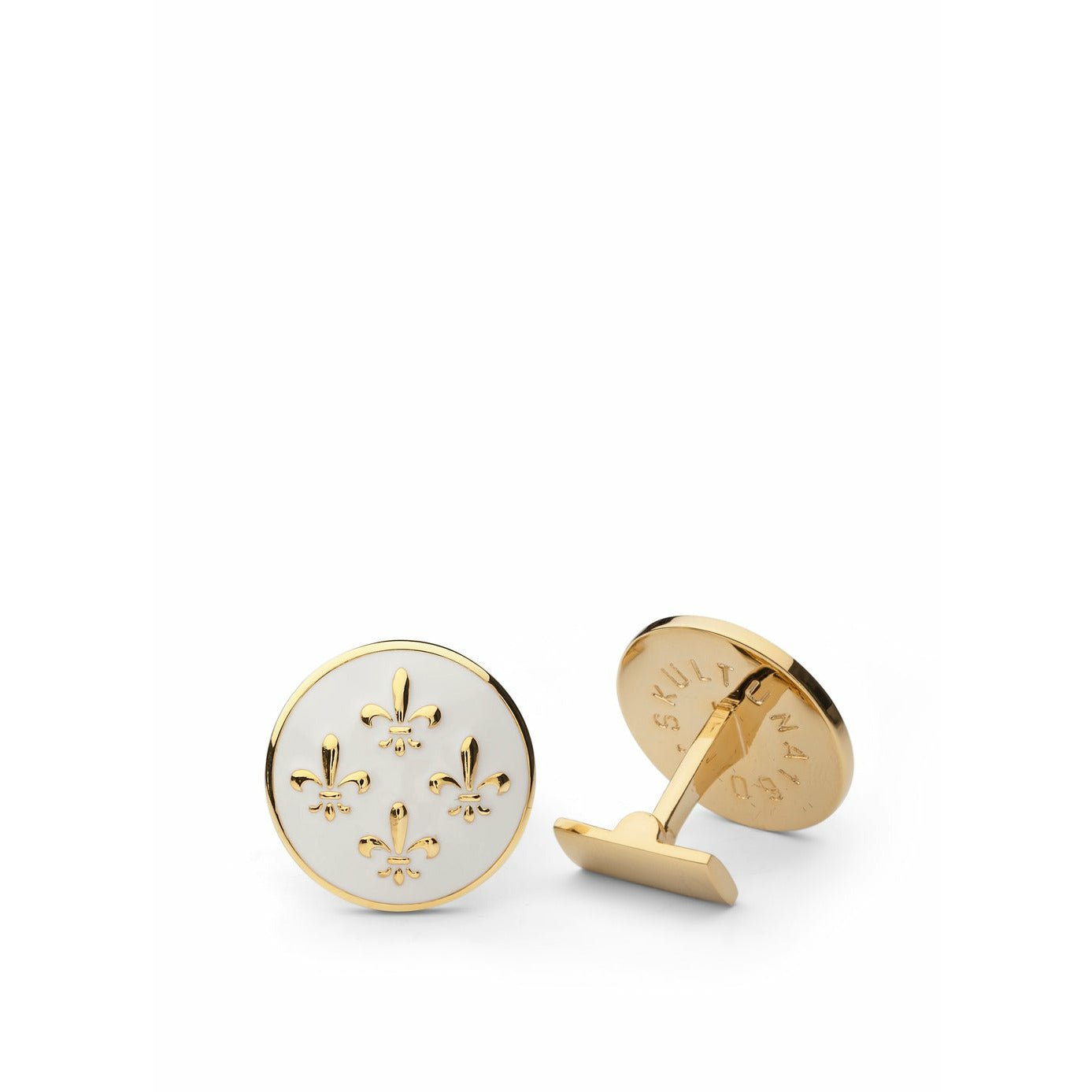 [product_category]-Skultuna Fleur De Lys Cufflink ø2,1 Cm, White-Skultuna-7340037802387-923-W-SKU-1