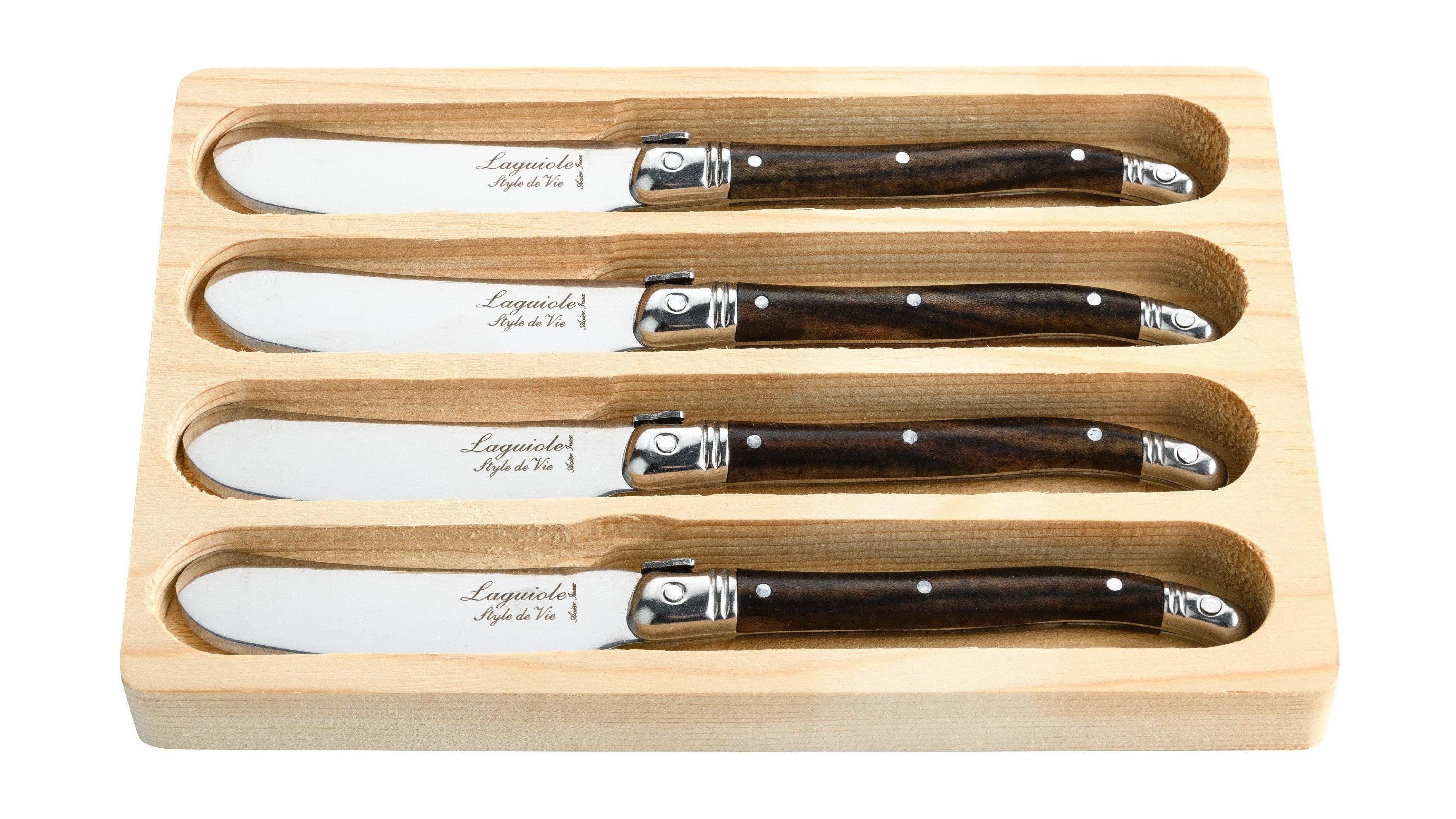 [product_category]-Style De Vie Authentique Laguiole Premium Line Butter Knives 4 Piece Set, Dark Wood-Style de Vie Authentique-8720039620278-530114-STY-1