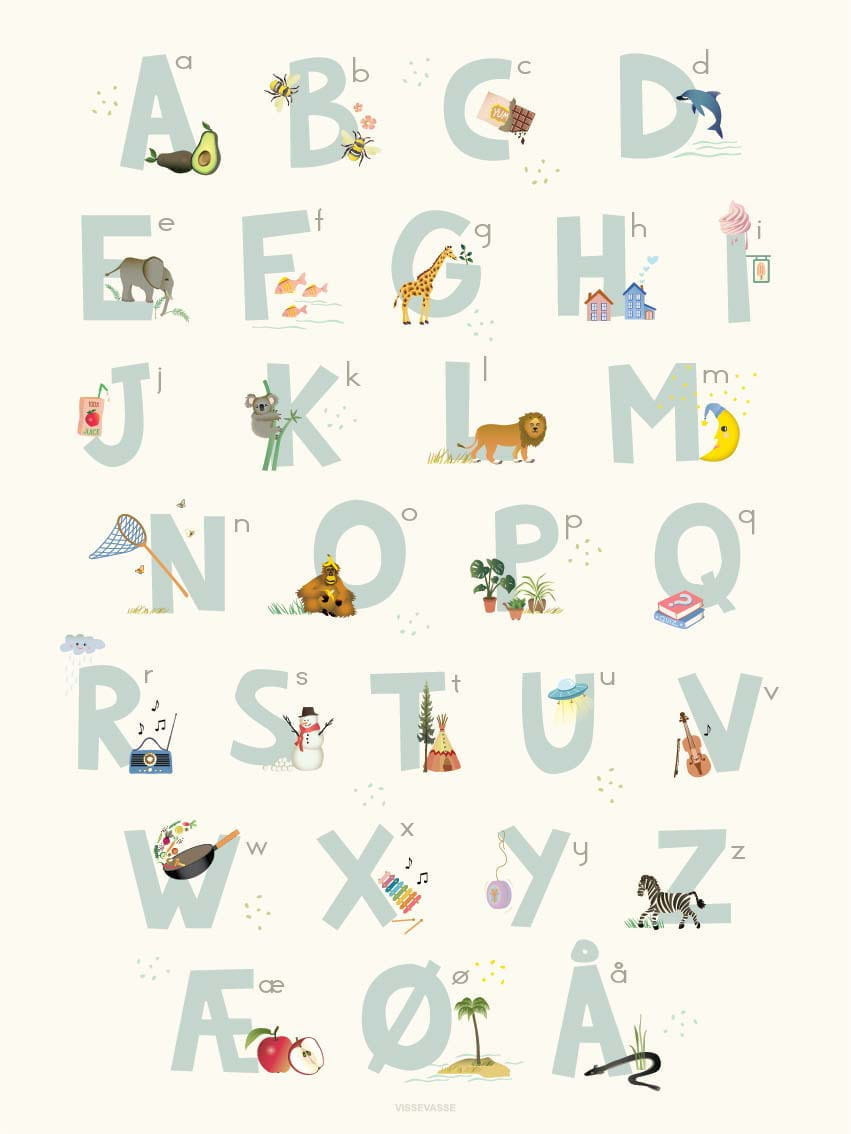 [product_category]-Vissevasse Danish Alphabet Blue Poster, 30x40 Cm-Vissevasse-5713138301127-F-2023-011-M-VIS-1